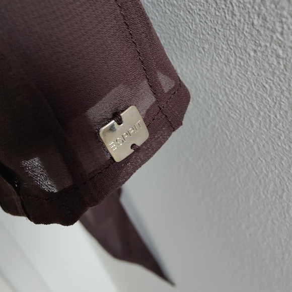 Esprit brown crepe fabric blouse with velvet and bead details size M - Picture 9 of 11